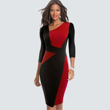 Load image into Gallery viewer, New Fashion Patchwork Elegant Office lady dress Sheath Fitted Bodycon Business pencil dress HB517