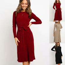 Load image into Gallery viewer, women bodycon dress sweater knitted autumn and winter dresses plus size Full sleeve Office Lady Solid 2019 new thin dresses