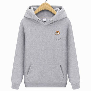 Autumn winter New brand Pocket Cat Letter Printed Hoodies men Casual Hoodies Sweatshirt Sportswear Male Fleece Hooded Jacket