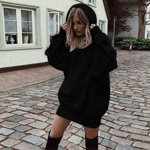 2019 Women Long Hoodies Loose Sweatshirts Dress Punk Style Hooded Autumn Winter Sweatshirt Sudaderas Mujer Harajuku Clothes