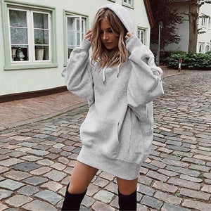 2019 Women Long Hoodies Loose Sweatshirts Dress Punk Style Hooded Autumn Winter Sweatshirt Sudaderas Mujer Harajuku Clothes