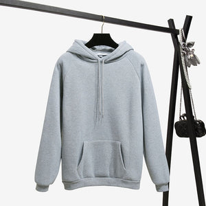 Warm Solid Color Hoodies Fashion Winter Sweatshirt Long Sleeve Hoodie Pullover Tops Blouse Soild Sweatshirts with Pocket