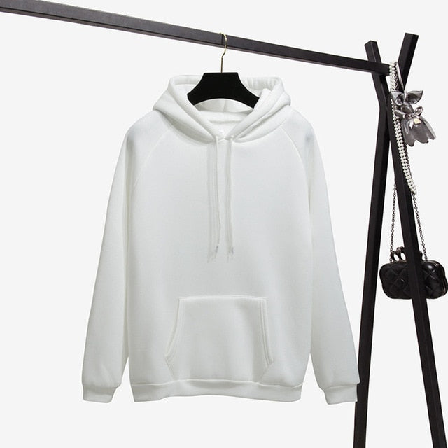 Warm Solid Color Hoodies Fashion Winter Sweatshirt Long Sleeve Hoodie Pullover Tops Blouse Soild Sweatshirts with Pocket