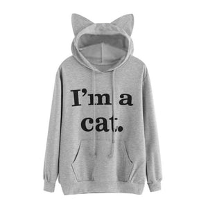 Women Cat Hoodie Long Sleeve Sweatshirt Jumper Coat Hooded Pullover Tops