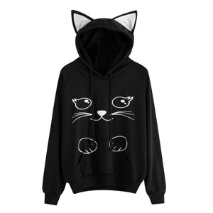 Women Cat Hoodie Long Sleeve Sweatshirt Jumper Coat Hooded Pullover Tops