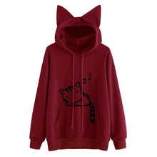 Load image into Gallery viewer, Women Cat Hoodie Long Sleeve Sweatshirt Jumper Coat Hooded Pullover Tops