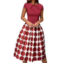 Load image into Gallery viewer, A Line Women Dress Elegant Wave Robe Femme Point Pocket Sashes Knee Length Splice Casual Dress Print Vestidos De Fiesta